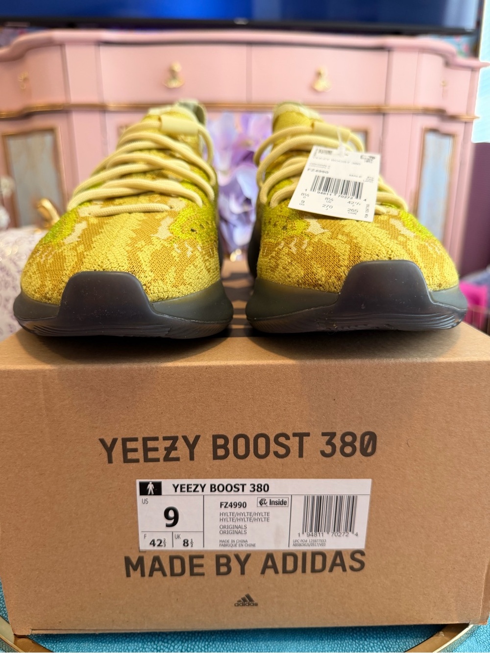 adidas Yeezy Boost 380 Yellow Knit Sneakers